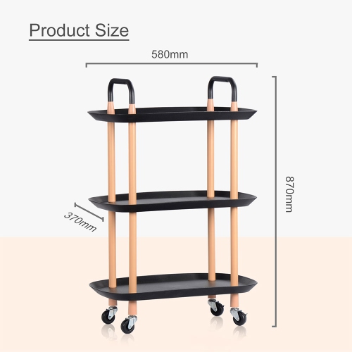 3 Tier Kichen Rolling Utility Cart Utility Organizer with Wheels For Dinner Kitchen Living Room Bathroom