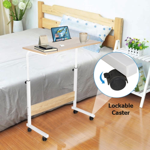 Mobile Computer Desk, Height Adjustable Standing Desk Laptop Desk Portable Side End Table with Wheels