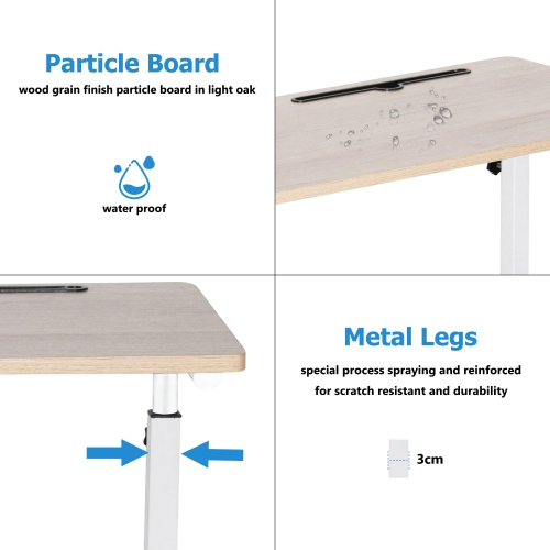 Mobile Computer Desk, Height Adjustable Standing Desk Laptop Desk Portable Side End Table with Wheels