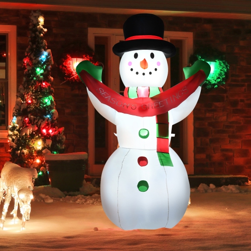 GYMAX  6Ft Christmas Inflatable Snowman Holiday Decoration W/ Internal Led Lights