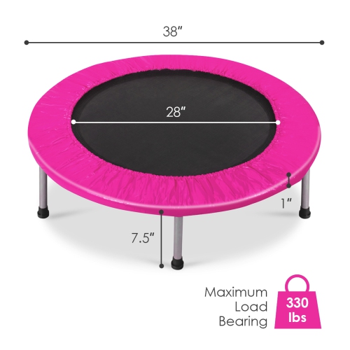 Topbuy 38" Folding Mini Trampoline Portable Rebounder Trampoline with Padding & Springs Pink