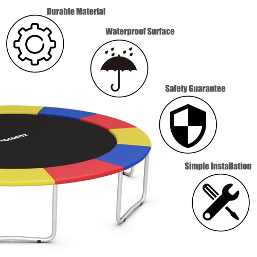 Topbuy 8FT/10FT/12FT/14FT Trampoline Replacement Safety Pad Bounce Frame Waterproof Spring Cover