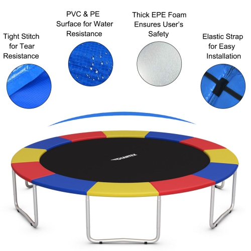 Topbuy 8FT/10FT/12FT/14FT Trampoline Replacement Safety Pad Bounce Frame Waterproof Spring Cover