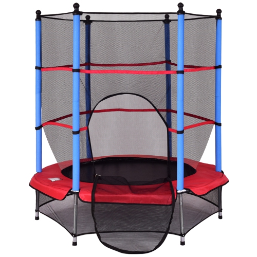 Trampoline à sauter rond pour enfants avec filet de sécurité vert/rouge/bleu de Topbuy