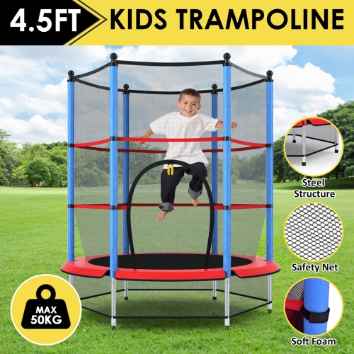 Trampoline à sauter rond pour enfants avec filet de sécurité vert/rouge/bleu de Topbuy