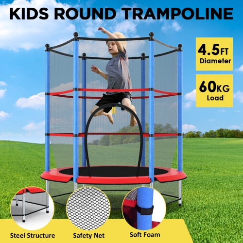 Trampoline à sauter rond pour enfants avec filet de sécurité vert/rouge/bleu de Topbuy