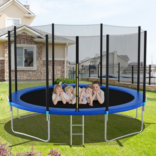 Topbuy 12/14/15/16FT Enclosure Net Trampoline Replacement Safety Net W/ Zipper & Buckle