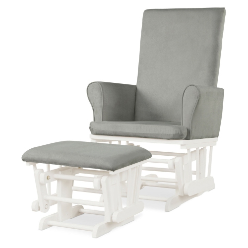 Gymax Glider and Ottoman Cushion Set Wooden Baby Nursery Rocking Chair