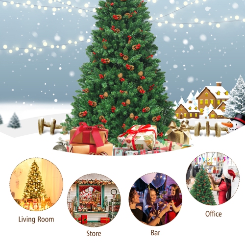 Gymax 6.5FT Pre-Lit Christmas Tree Hinged Artificial Tree Indoor w/ LED Lights