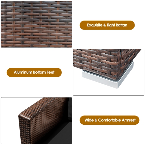 Topbuy 3 PCS Patio Rattan Furniture Set with 2 Cushioned Sofas & Coffee Table for outdoor Turquoise/ Red