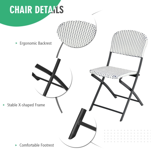 Patiojoy 3PCS Patio Rattan Furniture Set Outdoor Chairs & Coffee Table Wicker Bistro Table Set for Balcony Lawn Garden