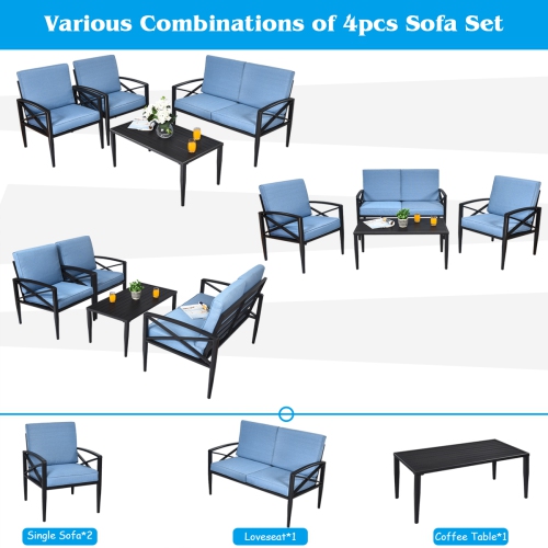 Topbuy 8-Piece Outdoor Aluminum Patio Conversation Set Cushioned Sofa Chair with Coffee Table