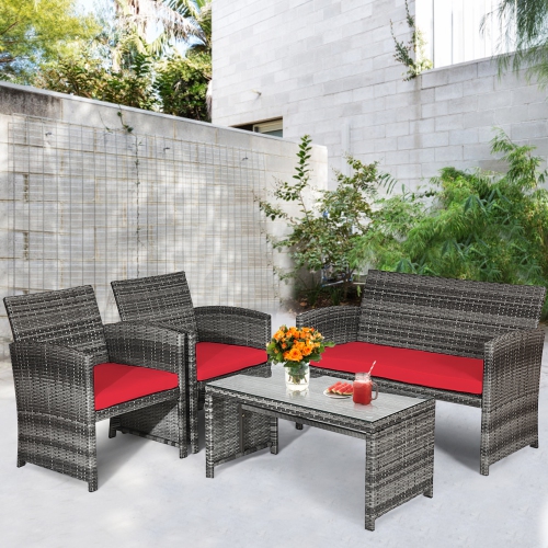Topbuy 8-Piece Outdoor Patio Furniture Set Rattan Wicker Conversation Sofa Set