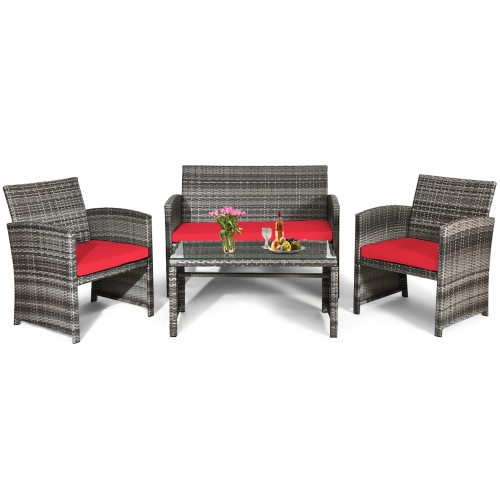 Topbuy 8-Piece Outdoor Patio Furniture Set Rattan Wicker Conversation Sofa Set
