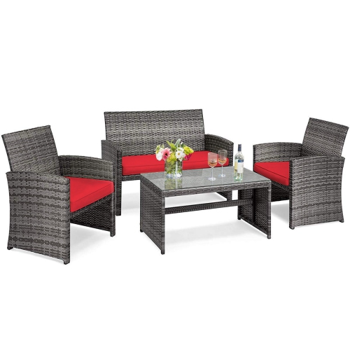 Topbuy 8-Piece Outdoor Patio Furniture Set Rattan Wicker Conversation Sofa Set
