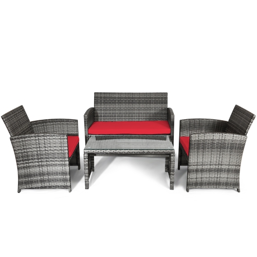Topbuy 8-Piece Outdoor Patio Furniture Set Rattan Wicker Conversation Sofa Set