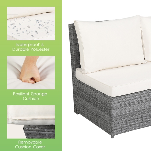 Topbuy 7-Piece Wicker Patio Furniture Set Outdoor Rattan Sofa Set Conversation Couch Set Red/Turquoise/White/Black