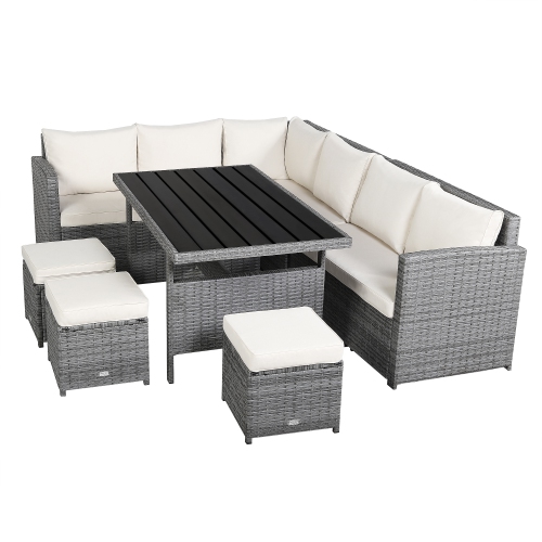 Topbuy 7-Piece Wicker Patio Furniture Set Outdoor Rattan Sofa Set Conversation Couch Set Red/Turquoise/White/Black