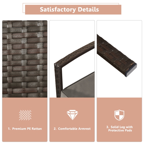 Topbuy 4 PCS Rattan Wicker Furniture Set Loveseat Sofa Cushioned Patio Outdoor Brown