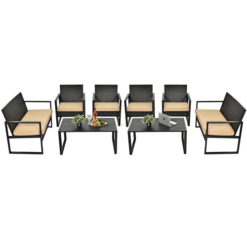TOPBUY  4/8-Piece Outdoor Wicker Sofa Set Patio Conversation Set With Coffee Table
