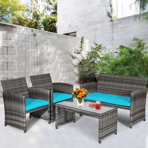 Topbuy 8-Piece Outdoor Patio Furniture Set Rattan Wicker Conversation Sofa Set
