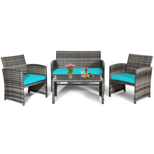Topbuy 8-Piece Outdoor Patio Furniture Set Rattan Wicker Conversation Sofa Set