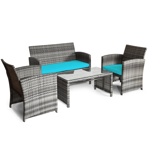 Topbuy 8-Piece Outdoor Patio Furniture Set Rattan Wicker Conversation Sofa Set