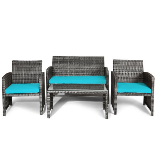 Topbuy 8-Piece Outdoor Patio Furniture Set Rattan Wicker Conversation Sofa Set