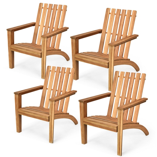 GYMAX  4PCs Outdoor Wooden Adirondack Chair Patio Lounge Chair W/ Armrest Natural Great purchase for our fire pit area