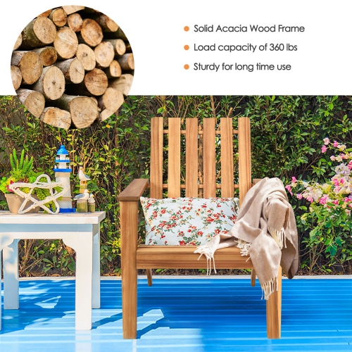 Gymax 4PCS Outdoor Wooden Adirondack Chair Patio Lounge Chair w/ Armrest Natural