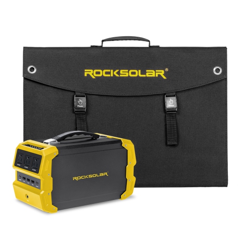 ROCKSOLAR Nomad 400W Power Station and 100W Foldable Solar Panel with Multiple AC/12V DC/USB Outlets
