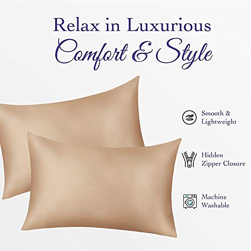 JINAMART Silky Satin Pillowcase - Ultra-Soft Satin Pillow Cases for Hair and Skin | Hypoallergenic Pillows Case with Hidden Zipper Closure