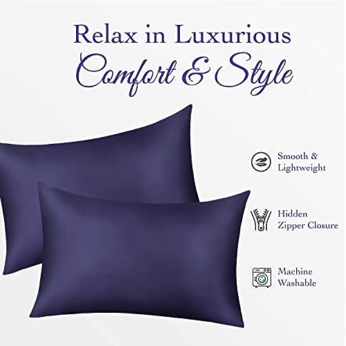 JINAMART Silky Satin Pillowcase - Ultra-Soft Satin Pillow Cases for Hair and Skin | Hypoallergenic Pillows Case with Hidden Zipper Closure