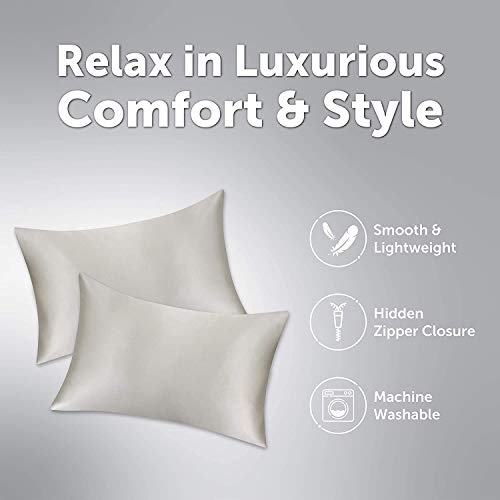JINAMART Silky Satin Pillowcase - Ultra-Soft Satin Pillow Cases for Hair and Skin | Hypoallergenic Pillows Case with Hidden Zipper Closure