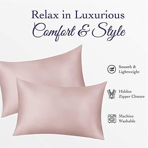 JINAMART Silky Satin Pillowcase - Ultra-Soft Satin Pillow Cases for Hair and Skin | Hypoallergenic Pillows Case with Hidden Zipper Closure