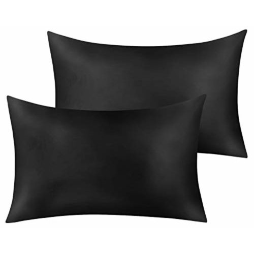 JINAMART  Silky Satin Pillowcase - Ultra-Soft Satin Pillow Cases for Hair And Skin | Hypoallergenic Pillows Case \w Hidden Zipper Closure (Black