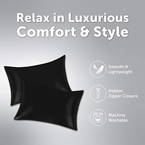 JINAMART Silky Satin Pillowcase - Ultra-Soft Satin Pillow Cases for Hair and Skin | Hypoallergenic Pillows Case with Hidden Zipper Closure