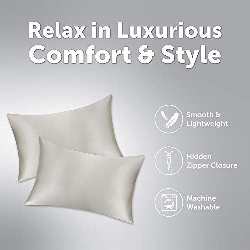 JINAMART Silky Satin Pillowcase - Ultra-Soft Satin Pillow Cases for Hair and Skin | Hypoallergenic Pillows Case with Hidden Zipper Closure