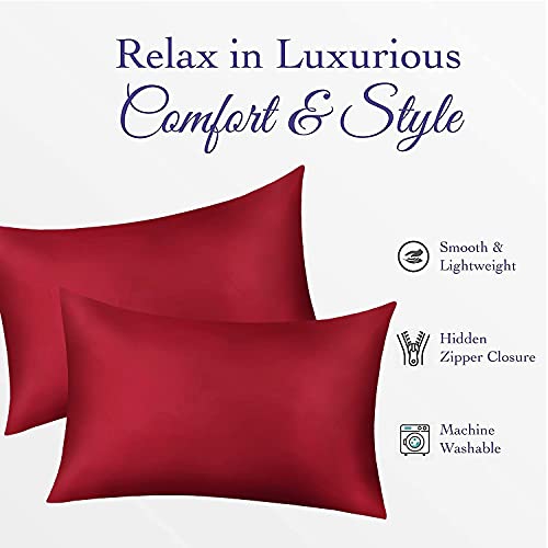 Jinamart Silky Satin Tickowcase - Cas d'oreiller en satin ultra-doux pour cheveux et peau | Coussin hypoallergénique avec fermeture à glissière cachée