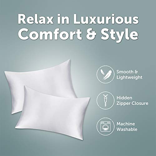 JINAMART Silky Satin Pillowcase - Ultra-Soft Satin Pillow Cases for Hair and Skin | Hypoallergenic Pillows Case with Hidden Zipper Closure