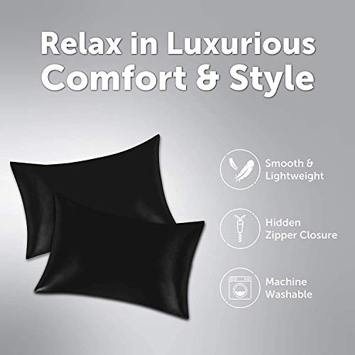 JINAMART Silky Satin Pillowcase - Ultra-Soft Satin Pillow Cases for Hair and Skin | Hypoallergenic Pillows Case with Hidden Zipper Closure