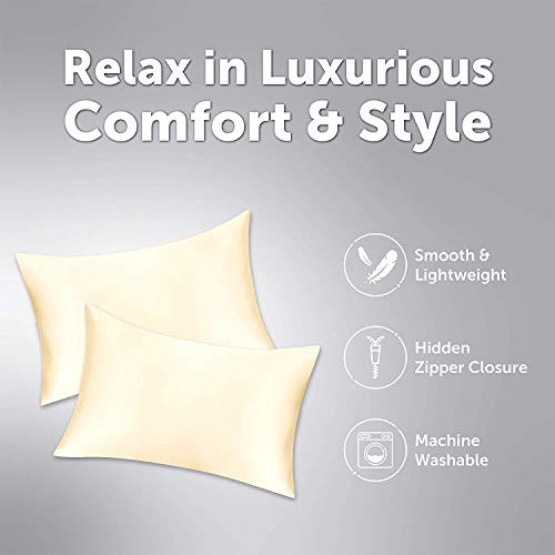 Jinamart Silky Satin Tickowcase - Cas d'oreiller en satin ultra-doux pour cheveux et peau | Hypoallergénique Coussins avec fermeture à glissière