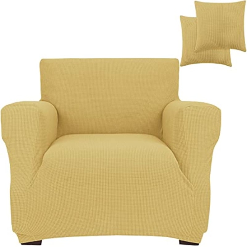 JINAMART  Armchair Cover Stretch Elastic Chair Slipcover, 1-Piece (Beige, Small)