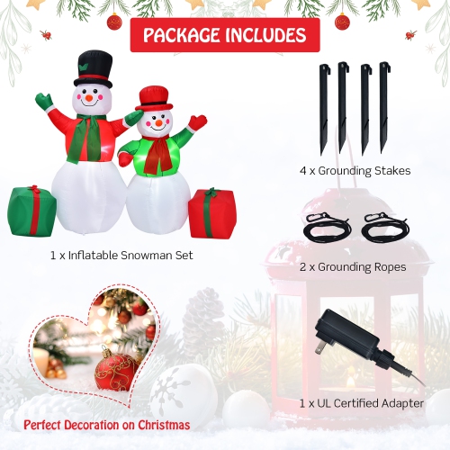 Costway 6Ft & 5Ft Christmas Inflatable Snowmen Blow Up Christmas Decoration