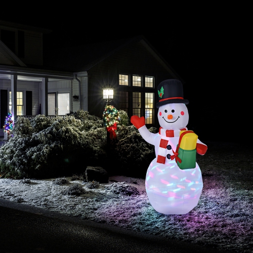 Costway 5 FT Tall Snowman Inflatable Blow up Inflatable w/Built-in Colorful LED Lights