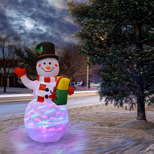 Costway 5 FT Tall Snowman Inflatable Blow up Inflatable w/Built-in Colorful LED Lights