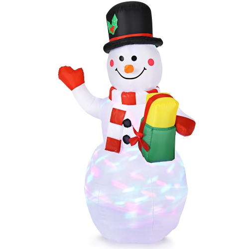 Costway 5 FT Tall Snowman Inflatable Blow up Inflatable w/Built-in Colorful LED Lights