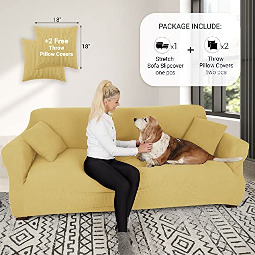 Jinamart Slipcover Stretch Elastic Couch Cover Sofa 3 Seat, 1-Piece