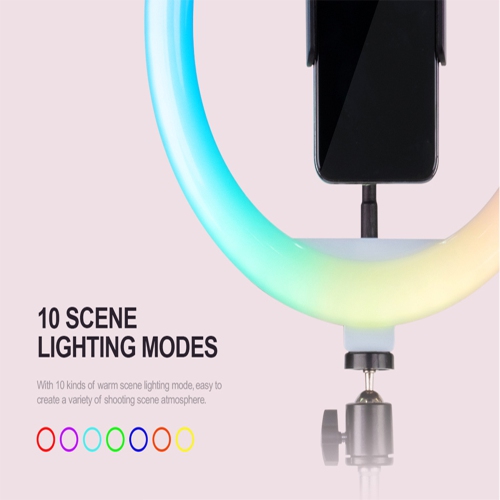 Havit 10-inch RGB LED Selfie Ring Light with extendable tripod stand & Flexible Phone Holder for Live Stream & photographing