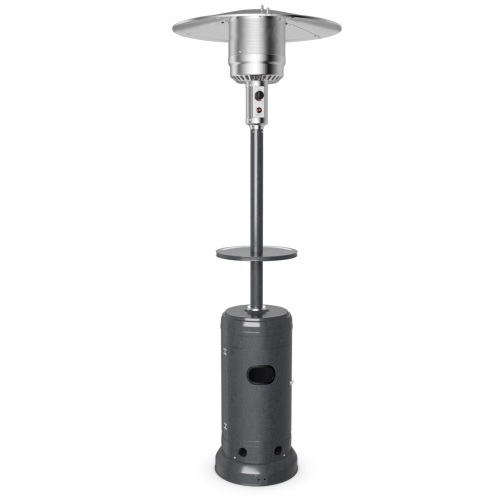 Patiojoy Patio Rolling Steel Heater Freestanding Outdoor Propane Heater w/Table Suitable for Garden Wedding & Party Gray